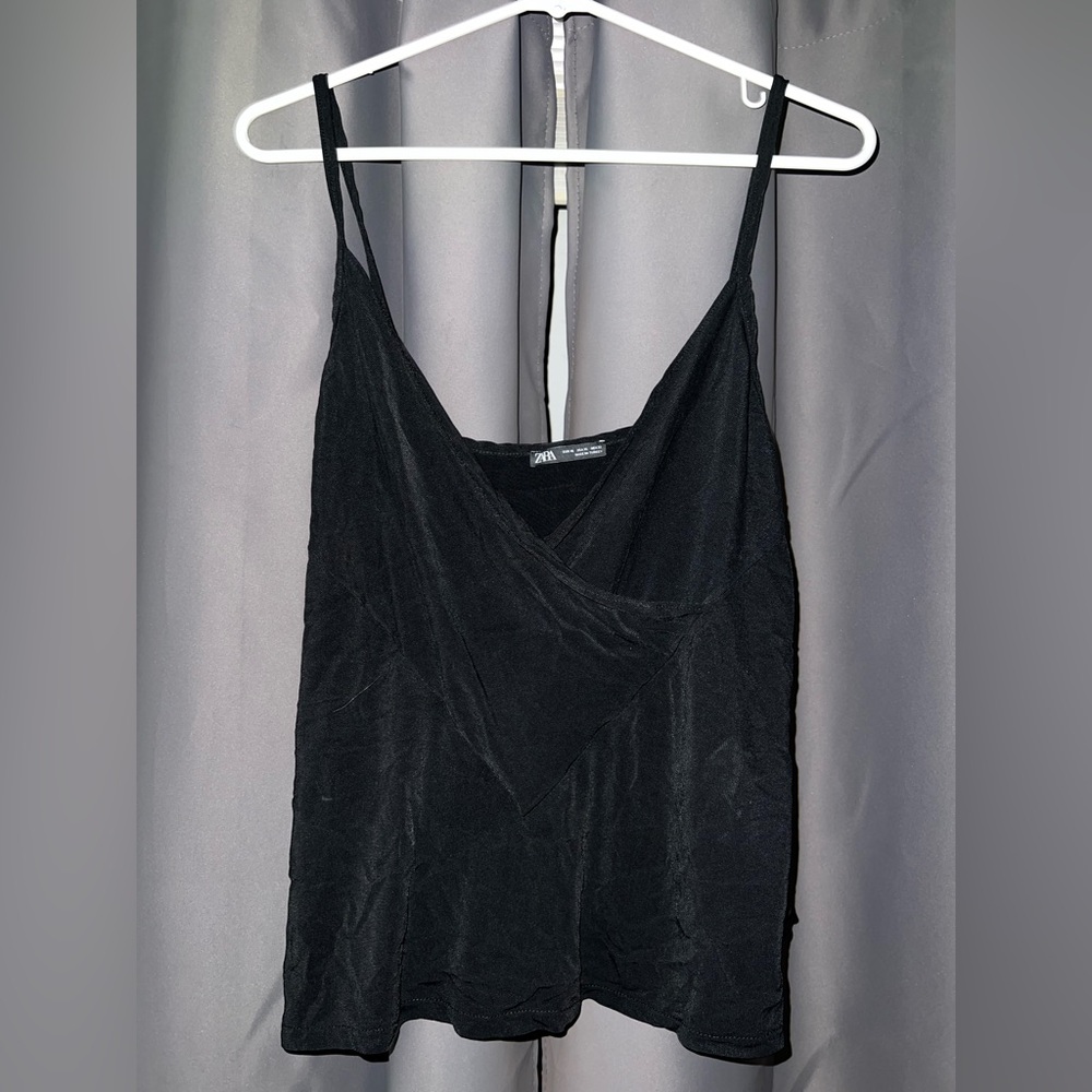 NWOT XL ZARA Elegant Black Women's Faux Wrap Top